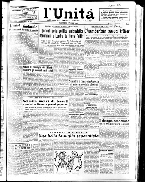 L'Unità : organo centrale del Partito comunista italiano